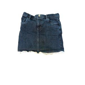 Heartstrings Jean Skirt Girls 6 Blue Denim White Eyelet Ruffle Adjustable Waist